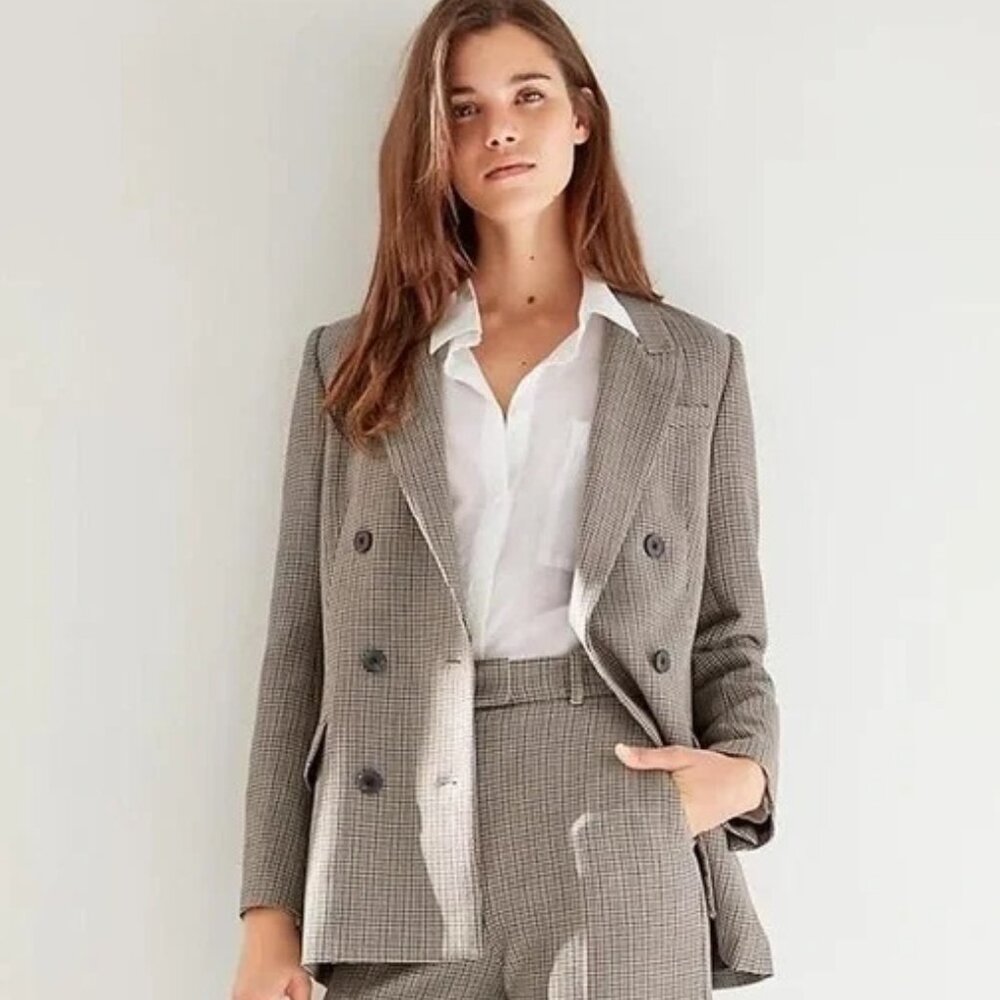 NWOT Aritzia Babaton Herringbone‎ Samuel Double-Breasted Blazer Academia